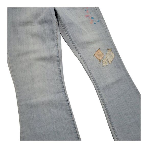 l.e.i Ashley Trouble Blue Light Wash Flare Leg Paint Splatter Jeans Y2K - Picture 6 of 9